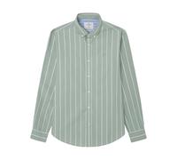 Springfield Camisa de Poplin con Rayas popelín, Verde Estandar, L para Hombre