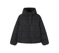 Springfield Chaqueta básica Acolchada con Relleno Reciclado, Bolsillos de Ojal con Botones a presión y Capucha con Pelo Interior Cazadora Vaquera algodón, Negro Estandar, XL para Mujer