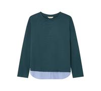 Springfield Double Fabric Long Sleeve T-Shirt with Poplin Piece AT HEM Camiseta De Manga Larga, Verde, S Mujer