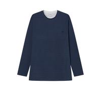 Springfield Double Neck Micro Striped T-Shirt L/S with Embroidered Tree Camiseta Bordada, Azul, L Hombre