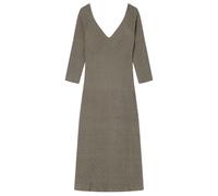 Springfield Midi Dress with Deep V Neck and Soft Gathering Under Chest Vestido con Escote En V, Caqui, L para Mujer