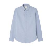 Springfield Oxford Tencel Melange Shirt with Peach Camisa, Azul, L para Hombre