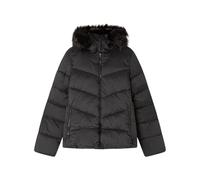 Springfield Short Sorona Puffed Jacket Pockets, Front Zipper, Hood with Fur AT Edge and Inside Waist GARTHERING Chaqueta Abolojada, Negro, L para Mujer