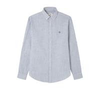 Springfield Striped Cotton Slub Shirt Camisa A Rayas, Azul, L para Hombre