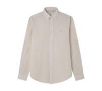 Springfield Striped Cotton Slub Shirt Camisa A Rayas, Beige, M para Hombre