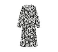 Springfield Vestido Camisero Midi con Estampado Integral y Manga Larga, Negro Estandar, 38 para Mujer