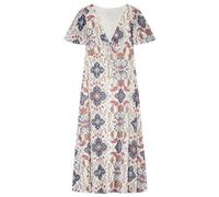 SPRINGFILED, Mujer, Vestido Midi Escote Frunces Cordón Borlas, Beige/Camel, S