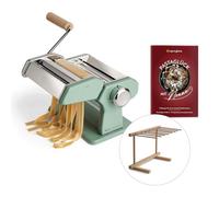 SPRINGLANE Máquina de fideos manual Nonna, Acero inoxidable, Máquina para hacer pasta, incluye secador de pasta y 3 accesorios para cortar espaguetis, lasaña, tallarines - verde