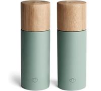 SPRINGLANE Set Molinillo de Pimienta y Sal Saleros de cocina Salero y Pimentero madera y hormigón Especiero con Grado de Molienda Regulable por Niveles - Verde Menta
