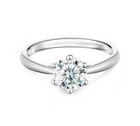 Springlight Anillo de diamante de moissanita, 0,5 quilates, 1 ct, 2 quilates, color D, claridad VVS1, anillos de compromiso de plata de ley 925 para mujer., Plata de ley, Moissanita