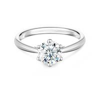 Springlight ✦ Regalos para mujeres de plata de ley S925 con diamantes de moissanita 0,5 ct/1 ct/2 ct D color VVS1 pureza redonda moissanite anillos de compromiso regalo de boda., Plata de ley 925