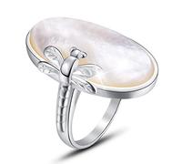 Springlight San Valentin Regalos Mujer anillos mujer abierto de plata de ley con diseño de libélula y concha de mar natural, regalos originales para mujer, regalos para mujer.