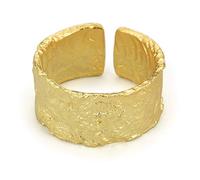 Springlight San Valentin Regalos Mujer anillos mujer S925 Anillo de plata esterlina Superficie irregular Lámina de oro y plata Anillo ancho femenino Anillos abiertos, regalos para mujer.(Gold)