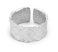 Springlight San Valentin Regalos Mujer anillos mujer S925 Anillo de plata esterlina Superficie irregular Lámina de oro y plata Anillo ancho femenino Anillos abiertos, regalos para mujer.(Silver)