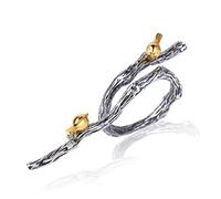 Springlight San Valentin Regalos Mujer anillos mujer S925 Anillos de plata esterlina Pájaros en rama Anillo abierto Anillos ajustables,regalos originales para mujer.(Antique Silver)