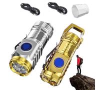 Springmart Mini Flashlight, Three-Eyed Monster Mini Flash Super Power Flashlight, Three Eyed Monster Mini Flashlight, Thumb Sized Flashlight, Mini Tactical Thumb Flashlight (Gold+Silver)