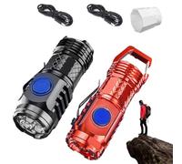 Springmart Mini Flashlight, Three-Eyed Monster Mini Flash Super Power Flashlight, Three Eyed Monster Mini Flashlight, Thumb Sized Flashlight, Mini Tactical Thumb Flashlight (Black+Red)