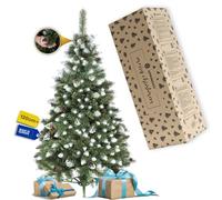 SPRINGOS - Árbol de Navidad artificial de 120 cm, pino diamante con nieve artificial y conos auténticos