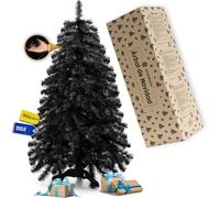 Springos Árbol de Navidad artificial de 150 cm, color negro, de lujo, denso y realista como real, incluye soporte estable y cartón, para decoración navideña