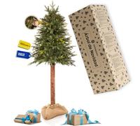 Springos Árbol de Navidad Artificial de 150 cm en Tronco de Abeto Natural Artificial con Tronco de Madera Estable y Cubierta de yuta, árbol de Navidad Realista pequeño para decoración Festiva