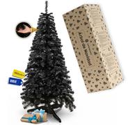Springos Árbol de Navidad artificial de 180 cm, color negro, de lujo, denso y realista como real, incluye soporte estable y cartón, para decoración navideña