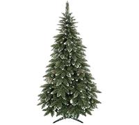 SPRINGOS Árbol de Navidad artificial de 180 cm, pino de plástico con nieve artificial y conos auténticos, efecto invierno