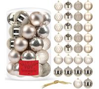 SPRINGOS Bolas de árbol de Navidad de plástico Juego de Bolas de Navidad de 30 Piezas, diámetro 8 cm, decoración Dorada para la Fiesta de Navidad, Boda