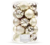 SPRINGOS Bolas de Navidad artificiales, 20 unidades, color champán, irrompibles, brillantes, mate, brillante, decoración navideña (champán)