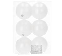 SPRINGOS Bolas de Navidad de Plástico Blanco Mate, Juego de 6 Unidades, 10 cm, Incluye Cinta Plateada