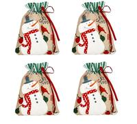 SPRINGOS Bolsa de regalo de Navidad con muñeco de nieve, 4 unidades