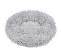 SPRINGOS Cama para perros, redonda, de piel sintética, cómoda, mullida, base antideslizante (110 cm, gris)