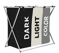 SPRINGOS Cesto para la ropa sucia plegable con asas 3 compartimentos 146 litros