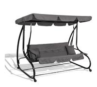 SPRINGOS Columpio de jardín de 4 plazas, 220 x 162 cm, con 2 cojines, soporte para bebidas y función reclinable, resistente a la intemperie para jardín, balcón y terraza