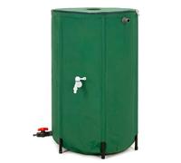 Springos Depósito de agua de lluvia de 250 litros, almacenamiento de agua de PVC, 1000D, plegable, con 6 puntales de apoyo, doble grifo, protección contra rebosadero, borde reforzado, colector de agua