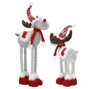 SPRINGOS Figura decorativa en forma de reno con efecto luminoso y patas telescópicas, 64-85 cm