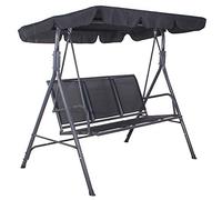 Springos Fiona - Columpio de jardín con toldo, banco del columpio para 3 personas, alto x ancho x profundidad: 150 x 170 x 109 cm, color negro