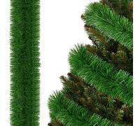 SPRINGOS Guirnalda para árbol de Navidad, 6 m, color verde oscuro, guirnalda artificial para árbol de Navidad, decoración navideña para escaleras, marcos de ventanas