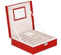 SPRINGOS Joyero de 26 x 26 x 8,5 cm piel sintética en relieve con cierre