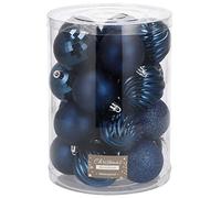 SPRINGOS Juego de 20 bolas de Navidad de 6 cm de diámetro, color azul oscuro, irrompibles, mate, decoración navideña (azul oscuro)