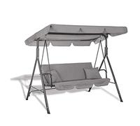 Springos Luna - Columpio de jardín con toldo, con cojín, banco del columpio para 3 personas, alto x ancho x profundo: 150 x 170 x 110 cm, color gris