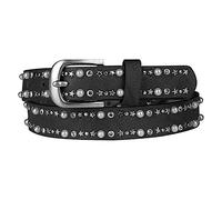 SpringStar Cinturón de perlas Amanda - Cinturón con cuentas, estrellas, remaches (85, negro)