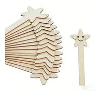 Springwillfly 60 varitas de estrella de madera lijables para personalizar con acrílicos, marcadores o purpurina, apoyando los objetivos del plan de estudios de artes visuales