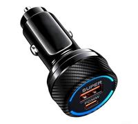 Springwillfly 60W Dual Port USB-C PD30W y USB-A para qc3.0 Cargador de coche Compacto Estilo de fibra de carbono para vehículos de 12/24V Smartphones Tabletas (negro)