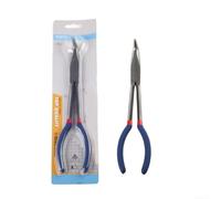 Springwillfly Alicates de punta de aguja de largo alcance de 11 pulgadas con mandíbulas dentadas rectas para un uso eficaz en zonas confinadas y difíciles de alcanzar (90°)