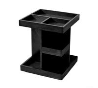 Springwillfly Bandeja giratoria de madera para hombres con tres niveles diferentes y nueve compartimentos diseñados específicamente para el aseo diario y artículos personales (cuadrado negro)