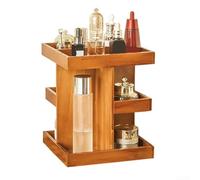 Springwillfly Bandeja giratoria de madera para hombres con tres niveles diferentes y nueve compartimentos diseñados específicamente para el aseo diario y artículos personales (color madera, cuadrado)