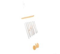 Springwillfly Campana de viento de aluminio de 12 tubos que produce una melodía calmante para el patio al aire libre del jardín y ajustes de decoración de interiores (plata)