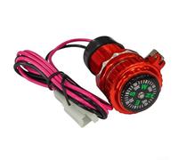 Springwillfly Cargador USB de la motocicleta con la tapa integrada del compás hecho de la aleación de aluminio para el uso del manillar de carga de dispositivos móviles durante la conducción