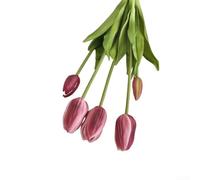 Springwillfly Flores artificiales de tulipán que apoyan los principios de diseño biofílico a través de una representación botánica realista en entornos urbanos (es morado)