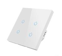Springwillfly Interruptor de luz de pared inteligente RF433 con panel táctil retroiluminado para control de iluminación fiable en entornos de señal inestables (Touch 4 blanco)